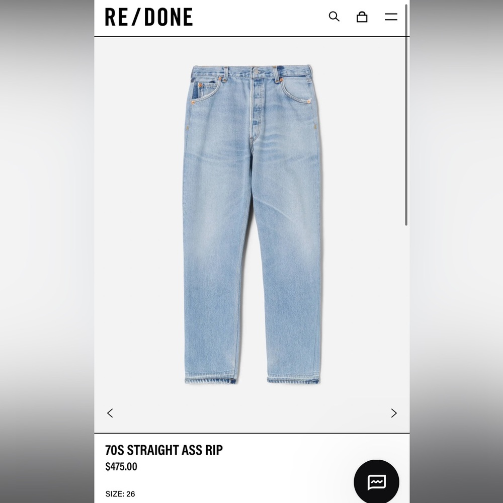 Re/ done ass rip jeans NWOT